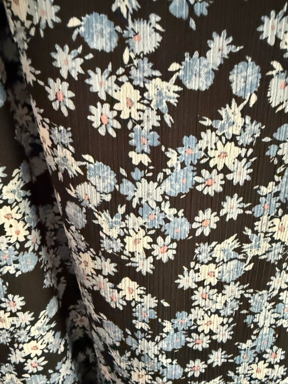 LOFT Black Midi Dress with Light Blue Floral Print - Picture 4 of 7
